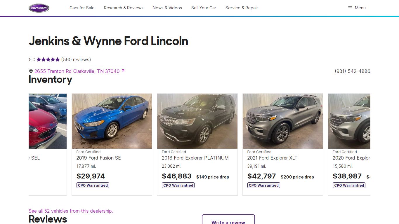 Jenkins & Wynne Ford Lincoln - Clarksville, TN | Cars.com
